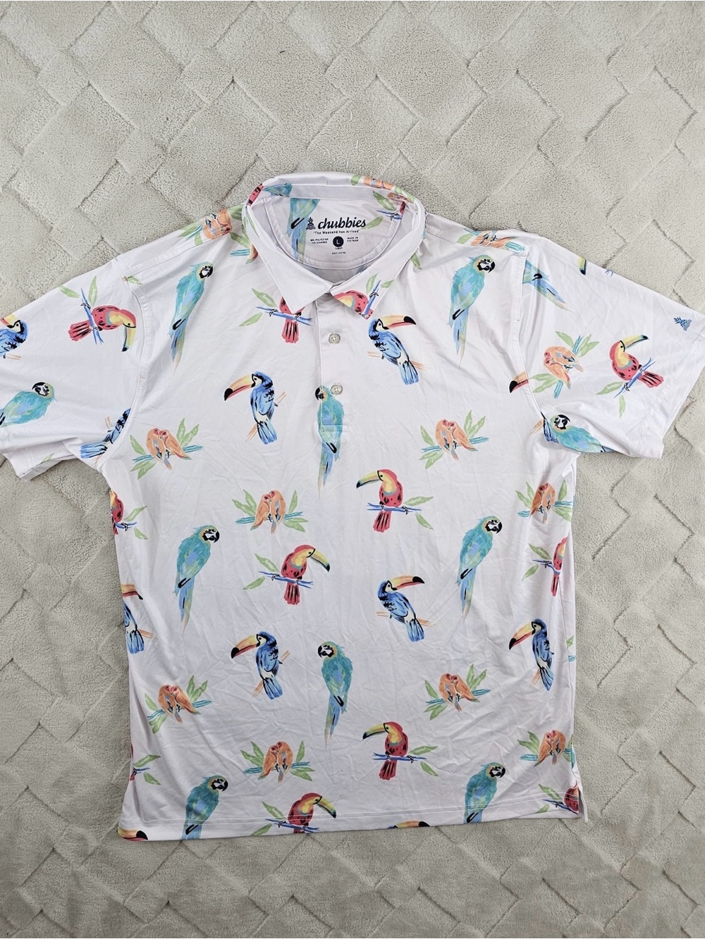 Chubbies Polo Shirt Mens Large Animal Print Golf Performance Stretch Preppy